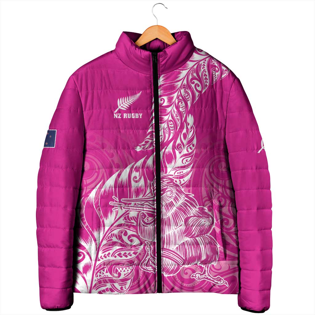 Custom New Zealand Rugby Silver Fern Padded Jacket Aotearoa Kiwi Maori Pink Version - Polynesian Pride