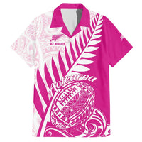Custom New Zealand Rugby Silver Fern Hawaiian Shirt Aotearoa Maori Pink Version - Polynesian Pride