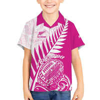 Custom New Zealand Rugby Silver Fern Hawaiian Shirt Aotearoa Maori Pink Version - Polynesian Pride