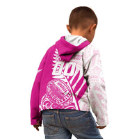 Custom New Zealand Rugby Silver Fern Kid Hoodie Aotearoa Maori Pink Version - Polynesian Pride