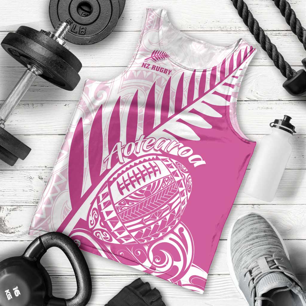 Custom New Zealand Rugby Silver Fern Men Tank Top Aotearoa Maori Pink Version - Polynesian Pride