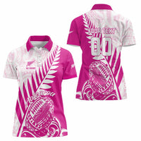 Custom New Zealand Rugby Silver Fern Women Polo Shirt Aotearoa Maori Pink Version - Polynesian Pride
