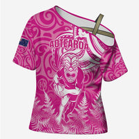 New Zealand Silver Fern Rugby All Pink Cross Shoulder Shirt Maori Tiki Player With Ta Moko Tribal - Polynesian Pride