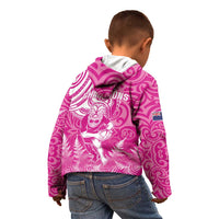 New Zealand Silver Fern Rugby All Pink Kid Hoodie Maori Tiki Player With Ta Moko Tribal - Polynesian Pride