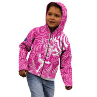 New Zealand Silver Fern Rugby All Pink Kid Hoodie Maori Tiki Player With Ta Moko Tribal - Polynesian Pride