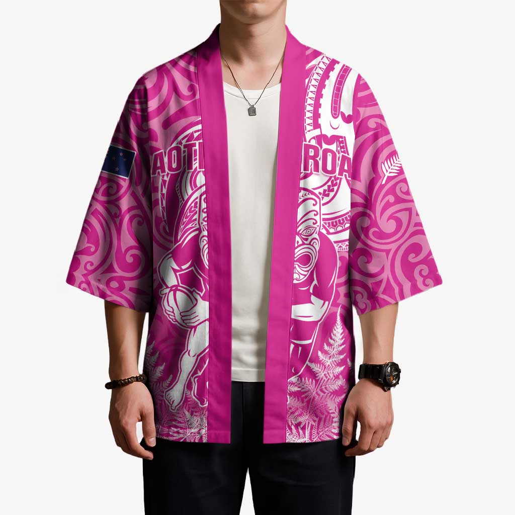 New Zealand Silver Fern Rugby All Pink Kimono Maori Tiki Player With Ta Moko Tribal - Polynesian Pride