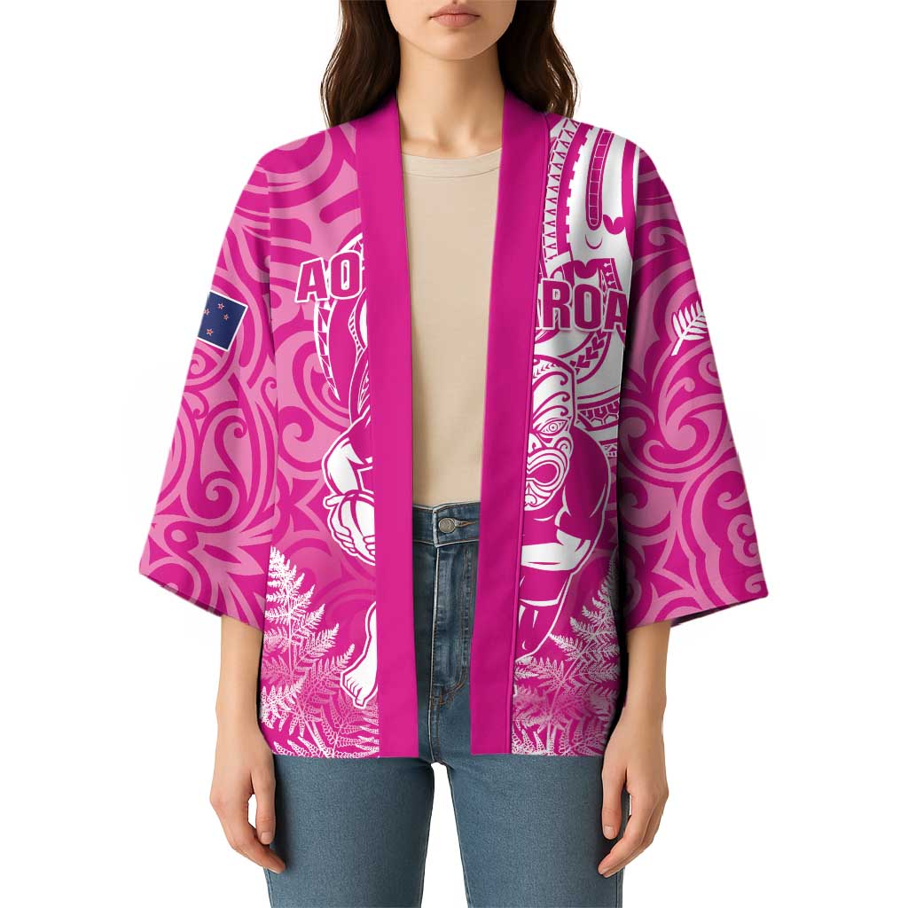 New Zealand Silver Fern Rugby All Pink Kimono Maori Tiki Player With Ta Moko Tribal - Polynesian Pride