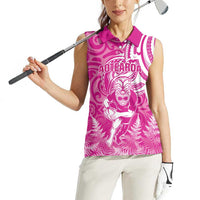 New Zealand Silver Fern Rugby All Pink Women Sleeveless Polo Shirt Maori Tiki Player With Ta Moko Tribal - Polynesian Pride