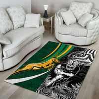 New Zealand and South Africa Rugby Area Rug Silver Fern Protea Pattern World Cup 2023 LT01 - Polynesian Pride