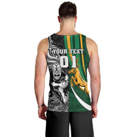 Custom New Zealand and South Africa Rugby Men Tank Top Silver Fern Protea Pattern World Cup 2023 LT01 - Polynesian Pride