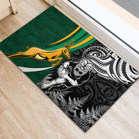 New Zealand and South Africa Rugby Rubber Doormat Silver Fern Protea Pattern World Cup 2023 LT01 - Polynesian Pride