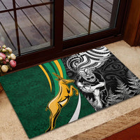 New Zealand and South Africa Rugby Rubber Doormat Silver Fern Protea Pattern World Cup 2023 LT01 - Polynesian Pride