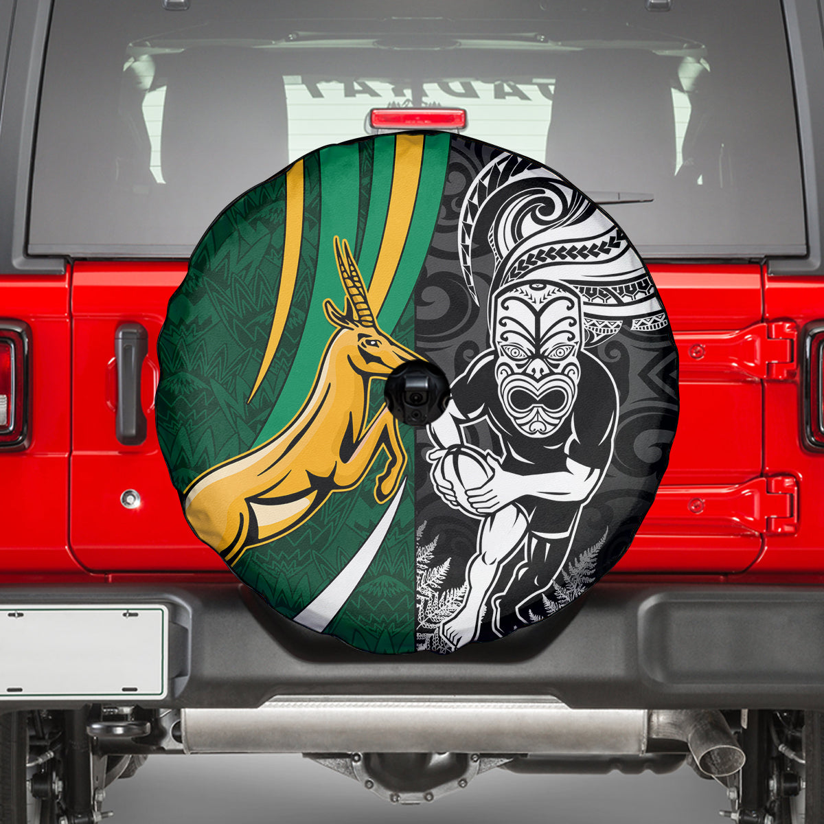 New Zealand and South Africa Rugby Spare Tire Cover Silver Fern Protea Pattern World Cup 2023 LT01 - Polynesian Pride