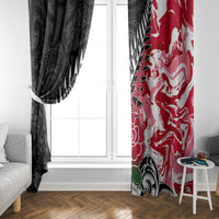 New Zealand and England Rugby Window Curtain Silver Fern With Red Rose World Cup 2023 LT01 - Polynesian Pride