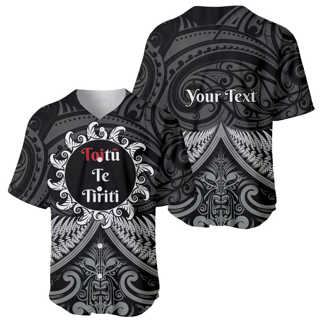 Personalised Toitu Te Tiriti Aotearoa Silver Fern Baseball Jersey New Zealand Maori Pattern LT01 - Polynesian Pride