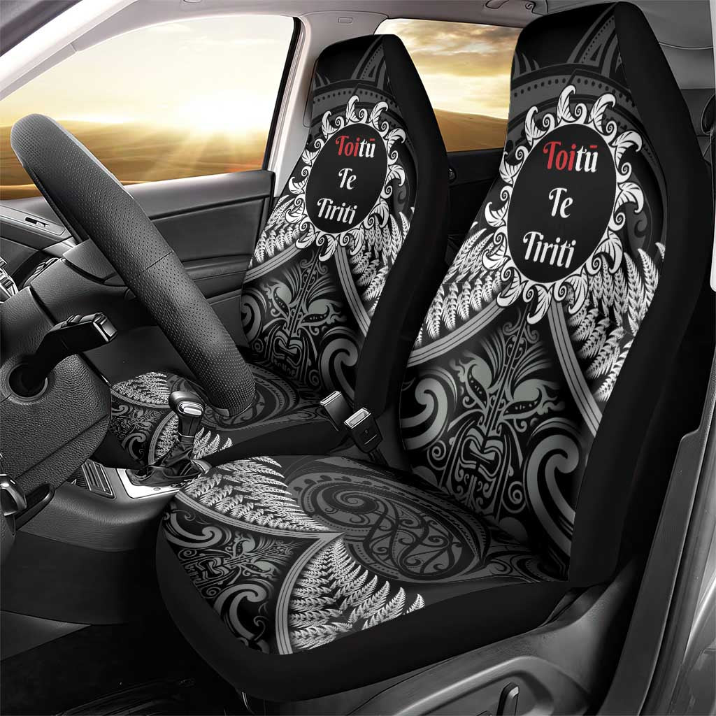 Toitu Te Tiriti Aotearoa Silver Fern Car Seat Cover New Zealand Maori Pattern