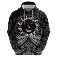 Personalised Toitu Te Tiriti Aotearoa Silver Fern Hoodie New Zealand Maori Pattern
