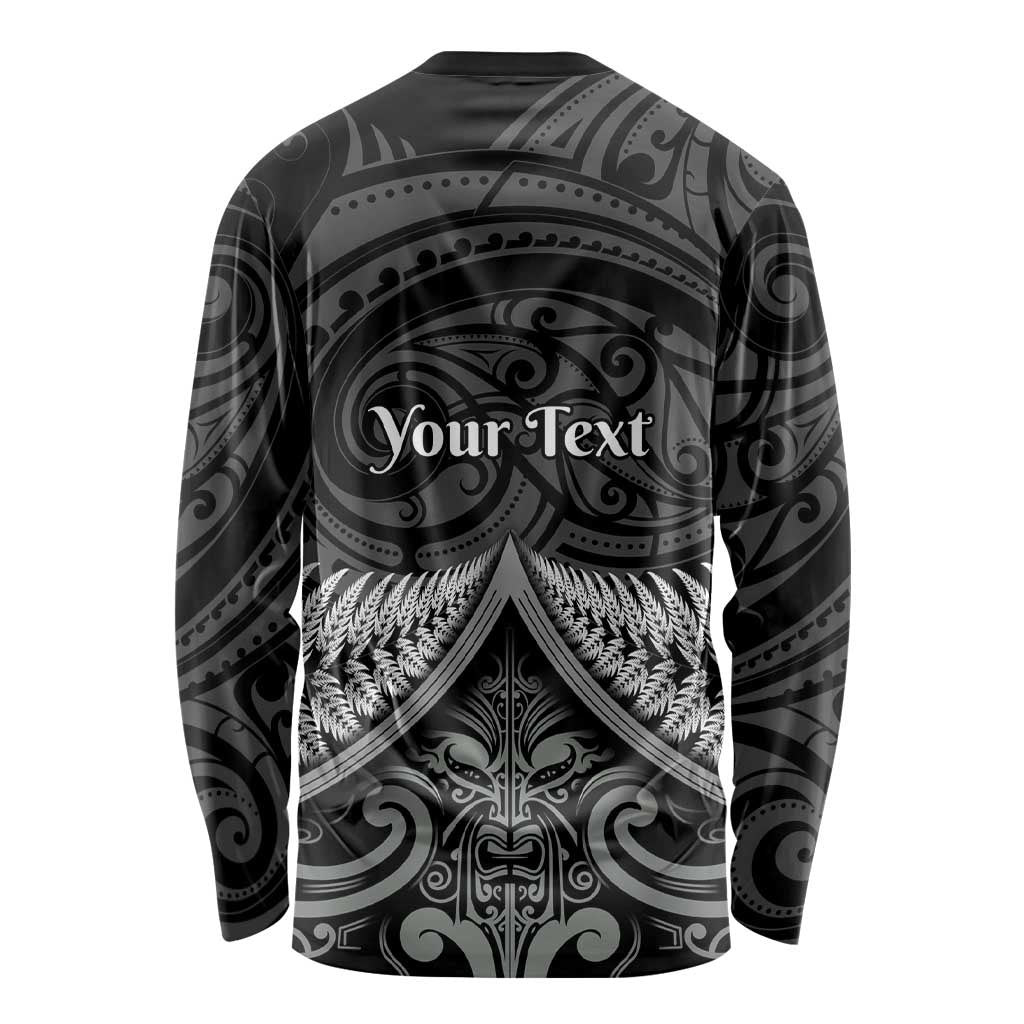 Personalised Toitu Te Tiriti Aotearoa Silver Fern Long Sleeve Shirt New Zealand Maori Pattern