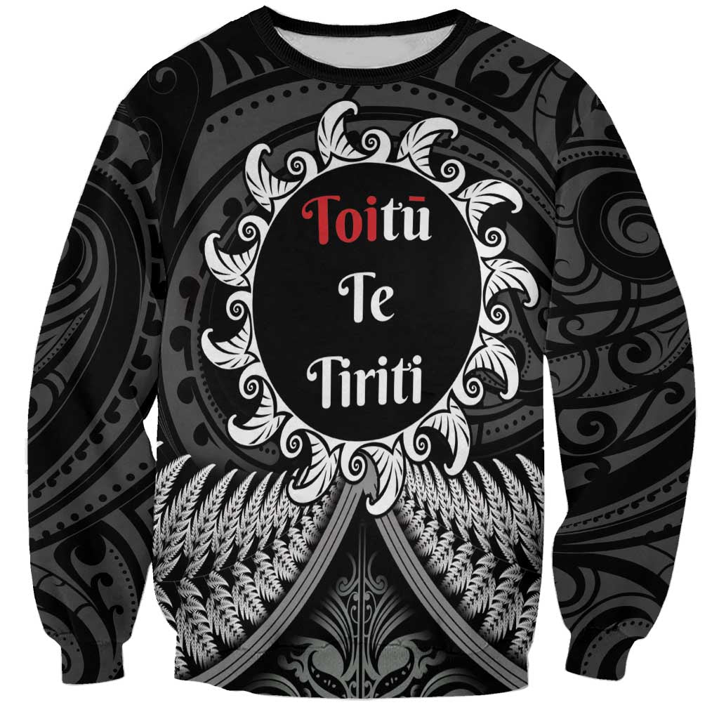 Personalised Toitu Te Tiriti Aotearoa Silver Fern Sweatshirt New Zealand Maori Pattern
