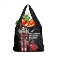 Toitu Te Reo Maori Toitu Te Whenua Toitu Te Tiriti Grocery Bag Maori Warrior New Zealand