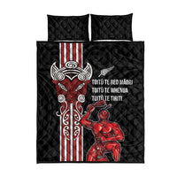 Toitu Te Reo Maori Toitu Te Whenua Toitu Te Tiriti Quilt Bed Set Maori Warrior New Zealand