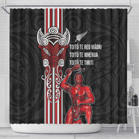 Toitu Te Reo Maori Toitu Te Whenua Toitu Te Tiriti Shower Curtain Maori Warrior New Zealand