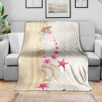 Beige Frangipani Sea Shell Blanket Starfish Polynesian Pattern - Polynesian Pride
