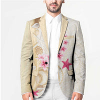 Beige Frangipani Sea Shell Blazer Starfish Polynesian Pattern - Polynesian Pride