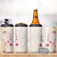 Beige Frangipani Sea Shell 4 in 1 Can Cooler Tumbler Starfish Polynesian Pattern - Polynesian Pride