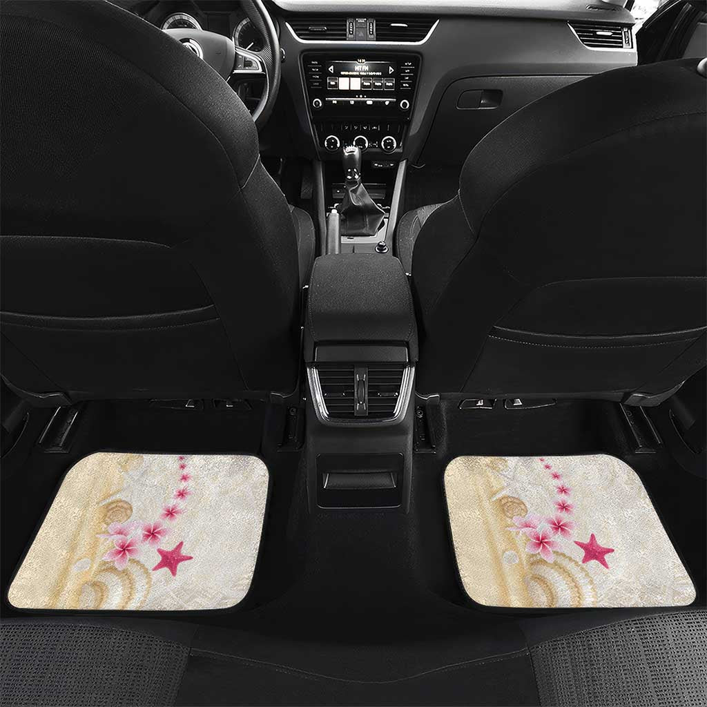 Beige Frangipani Sea Shell Car Mats Starfish Polynesian Pattern - Polynesian Pride