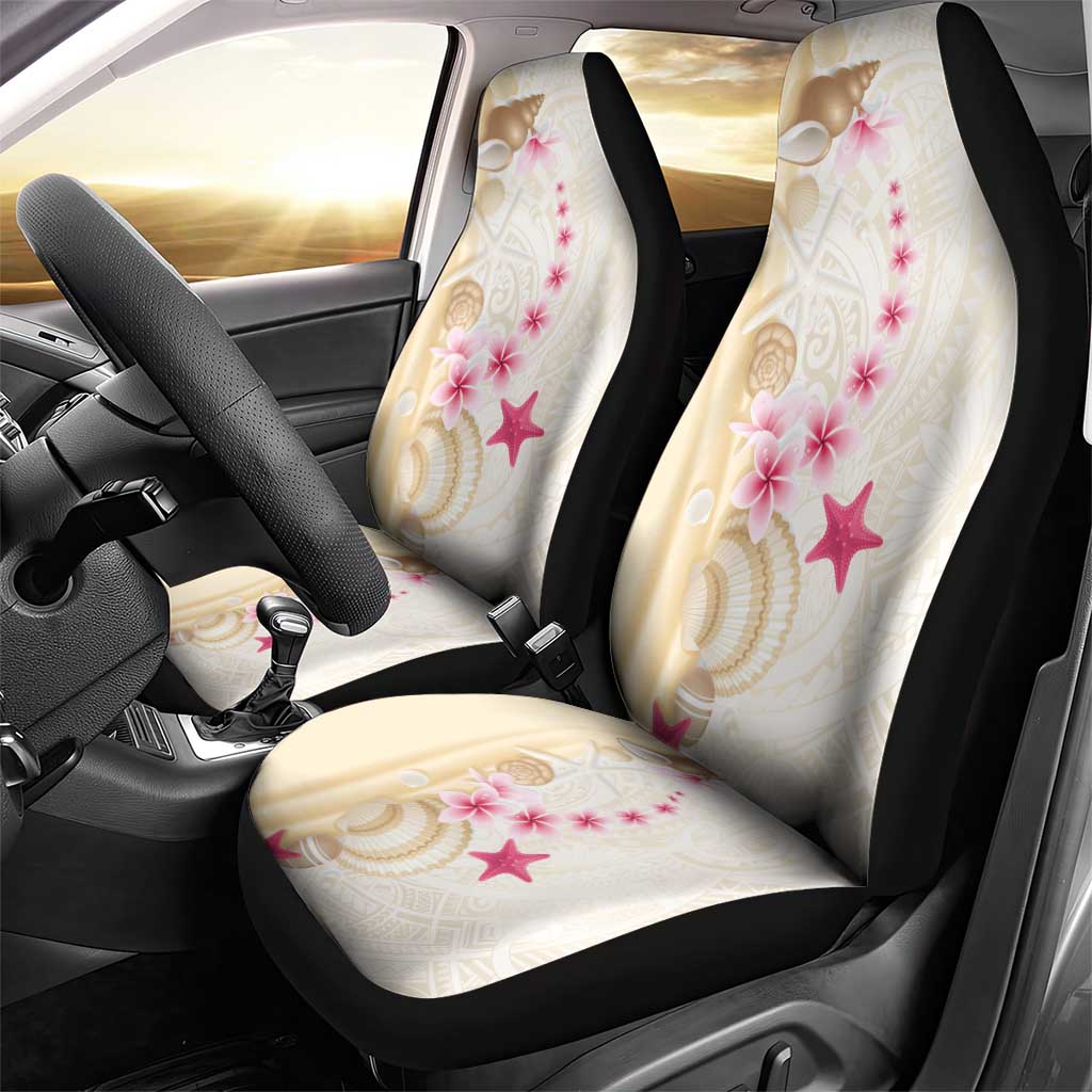 Beige Frangipani Sea Shell Car Seat Cover Starfish Polynesian Pattern - Polynesian Pride