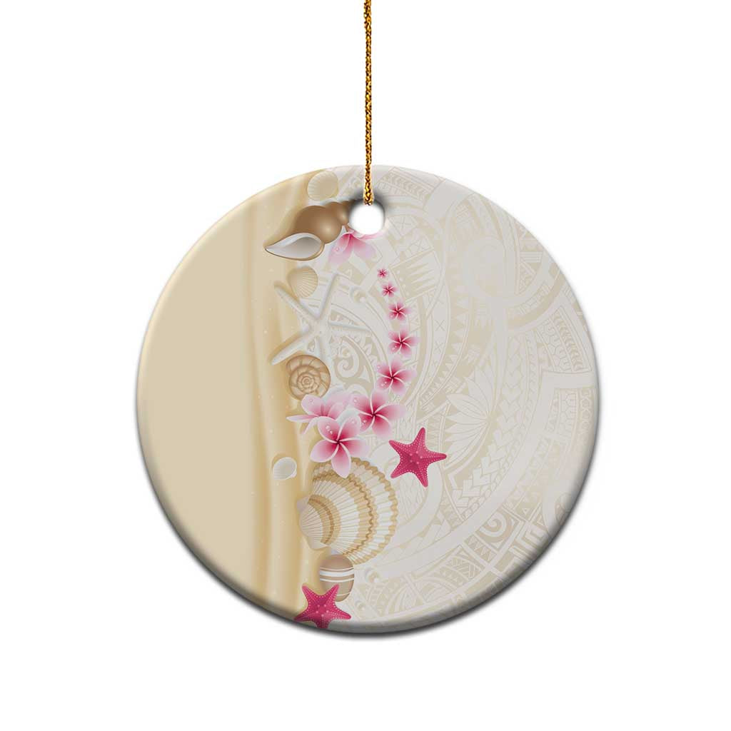 Beige Frangipani Sea Shell Ceramic Ornament Starfish Polynesian Pattern - Polynesian Pride
