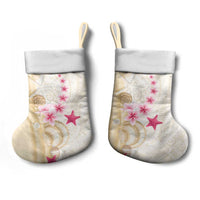 Beige Frangipani Sea Shell Christmas Stocking Starfish Polynesian Pattern - Polynesian Pride