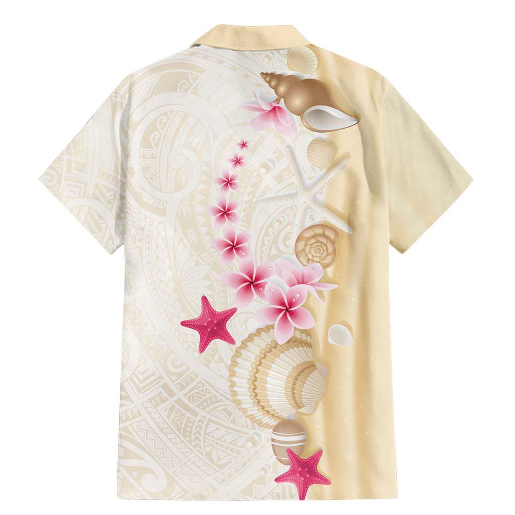 Beige Frangipani Sea Shell Family Matching Mermaid Dress and Hawaiian Shirt Starfish Polynesian Pattern - Polynesian Pride