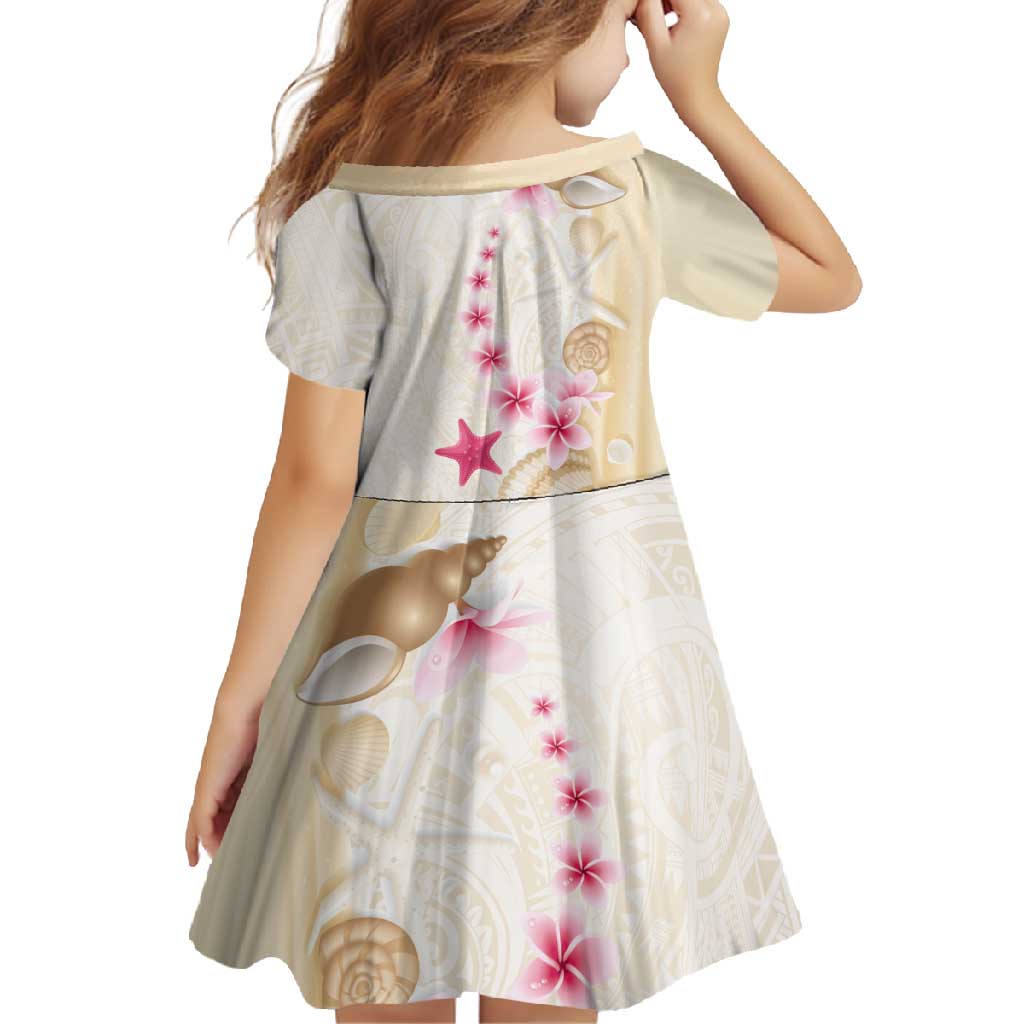 Beige Frangipani Sea Shell Family Matching Off Shoulder Maxi Dress and Hawaiian Shirt Starfish Polynesian Pattern - Polynesian Pride