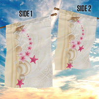Beige Frangipani Sea Shell Garden Flag Starfish Polynesian Pattern - Polynesian Pride
