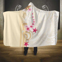 Beige Frangipani Sea Shell Hooded Blanket Starfish Polynesian Pattern - Polynesian Pride