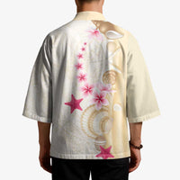 Beige Frangipani Sea Shell Kimono Starfish Polynesian Pattern - Polynesian Pride