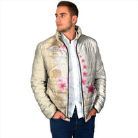 Beige Frangipani Sea Shell Padded Jacket Starfish Polynesian Pattern - Polynesian Pride