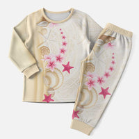 Beige Frangipani Sea Shell Christmas Pajama Set Starfish Polynesian Pattern - Polynesian Pride