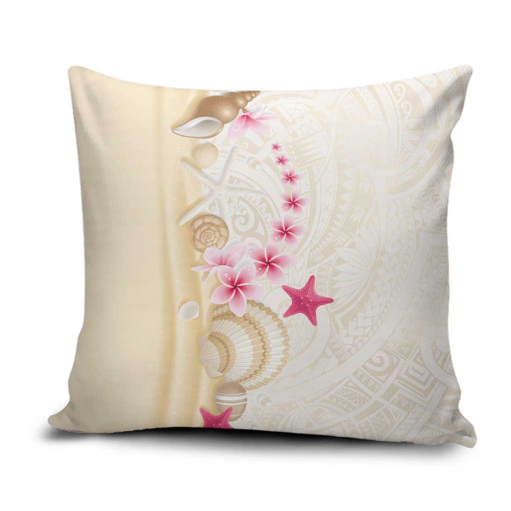 Beige Frangipani Sea Shell Pillow Cover Starfish Polynesian Pattern - Polynesian Pride