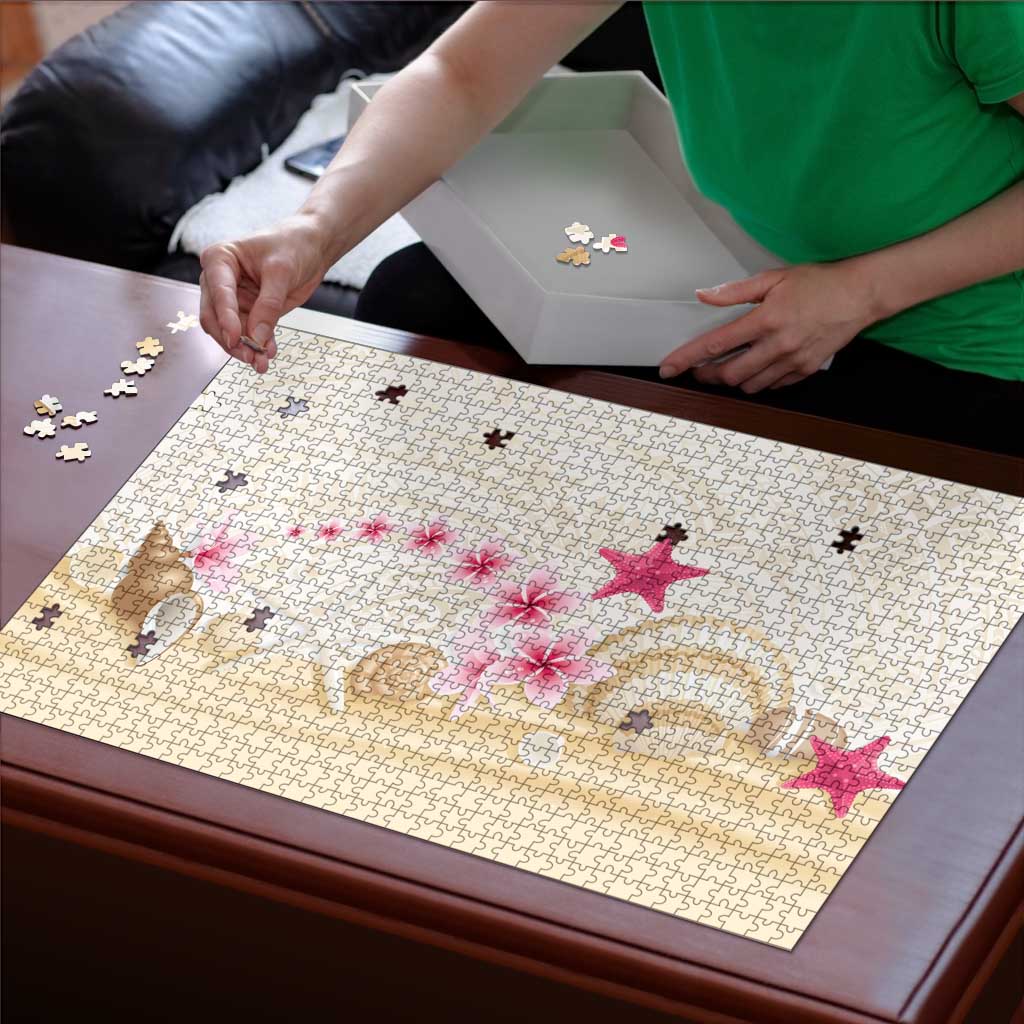 Beige Frangipani Sea Shell Puzzle Starfish Polynesian Pattern - Polynesian Pride