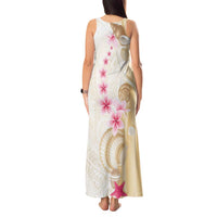 Beige Frangipani Sea Shell Tank Maxi Dress Starfish Polynesian Pattern - Polynesian Pride