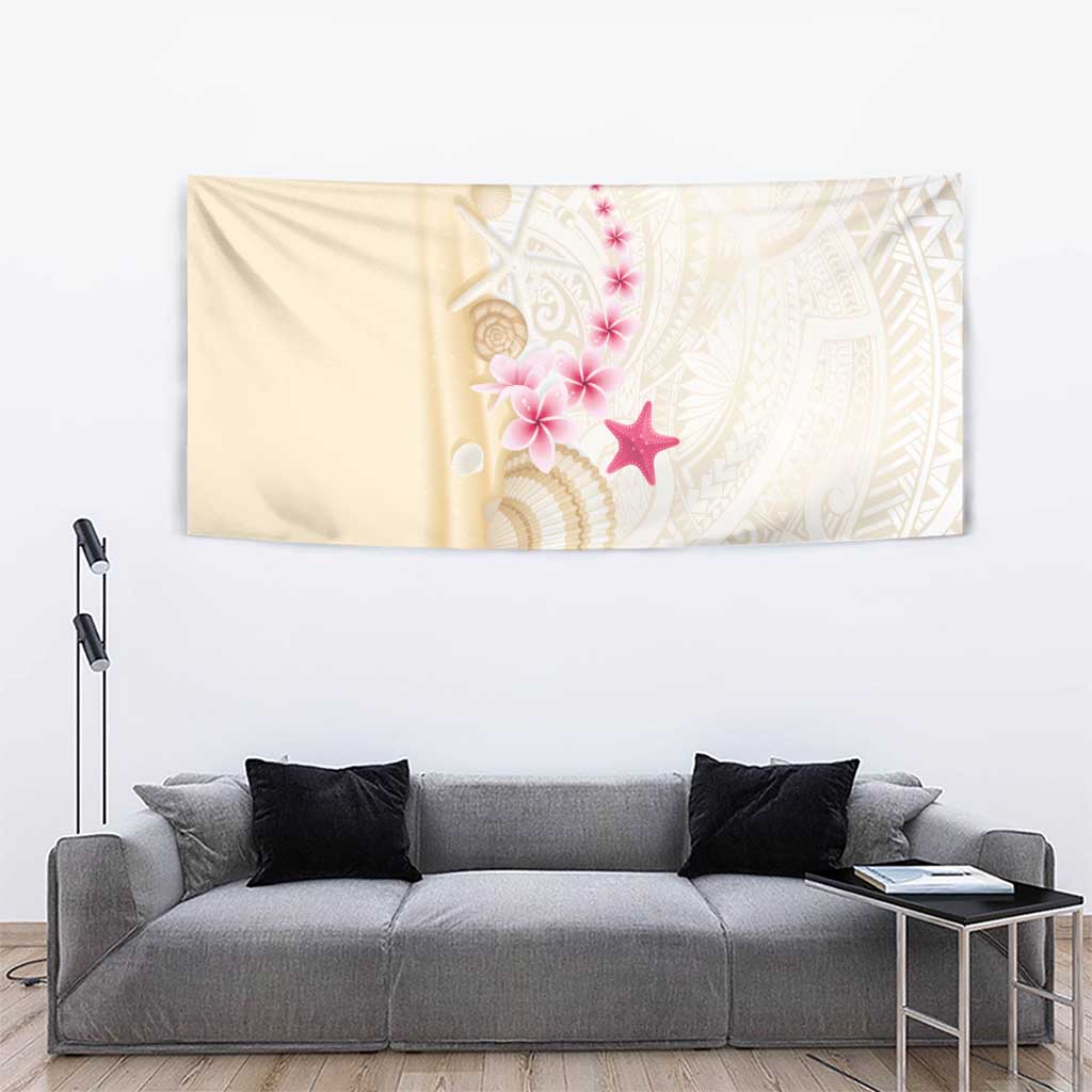 Beige Frangipani Sea Shell Tapestry Starfish Polynesian Pattern - Polynesian Pride