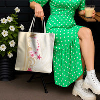 Beige Frangipani Sea Shell Tote Bag Starfish Polynesian Pattern - Polynesian Pride