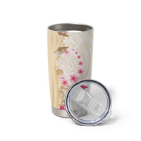 Beige Frangipani Sea Shell Tumbler Cup Starfish Polynesian Pattern - Polynesian Pride