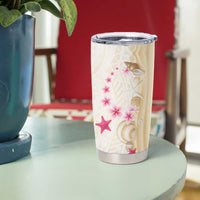 Beige Frangipani Sea Shell Tumbler Cup Starfish Polynesian Pattern - Polynesian Pride