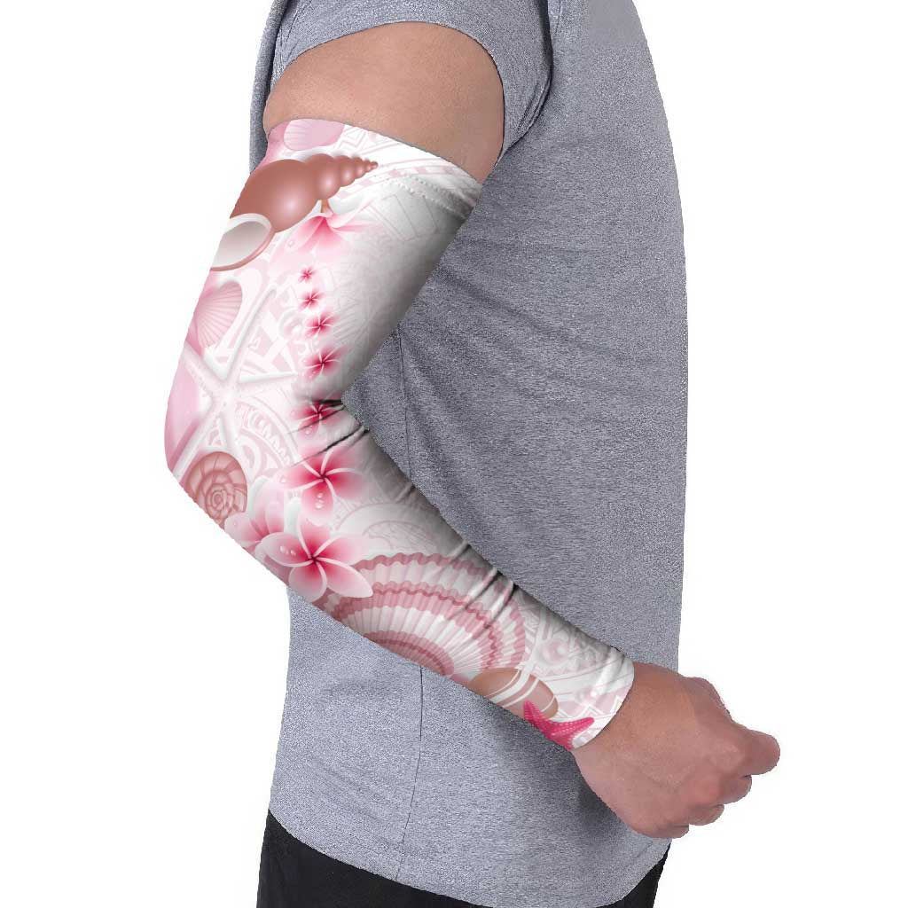 Pink Plumeria Sea Shell Arm Sleeves Starfish Polynesian Pattern - Polynesian Pride
