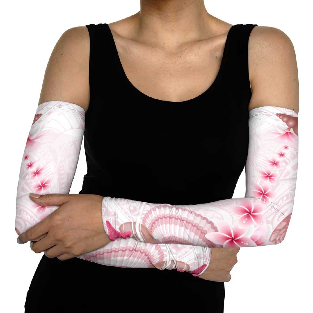 Pink Plumeria Sea Shell Arm Sleeves Starfish Polynesian Pattern - Polynesian Pride