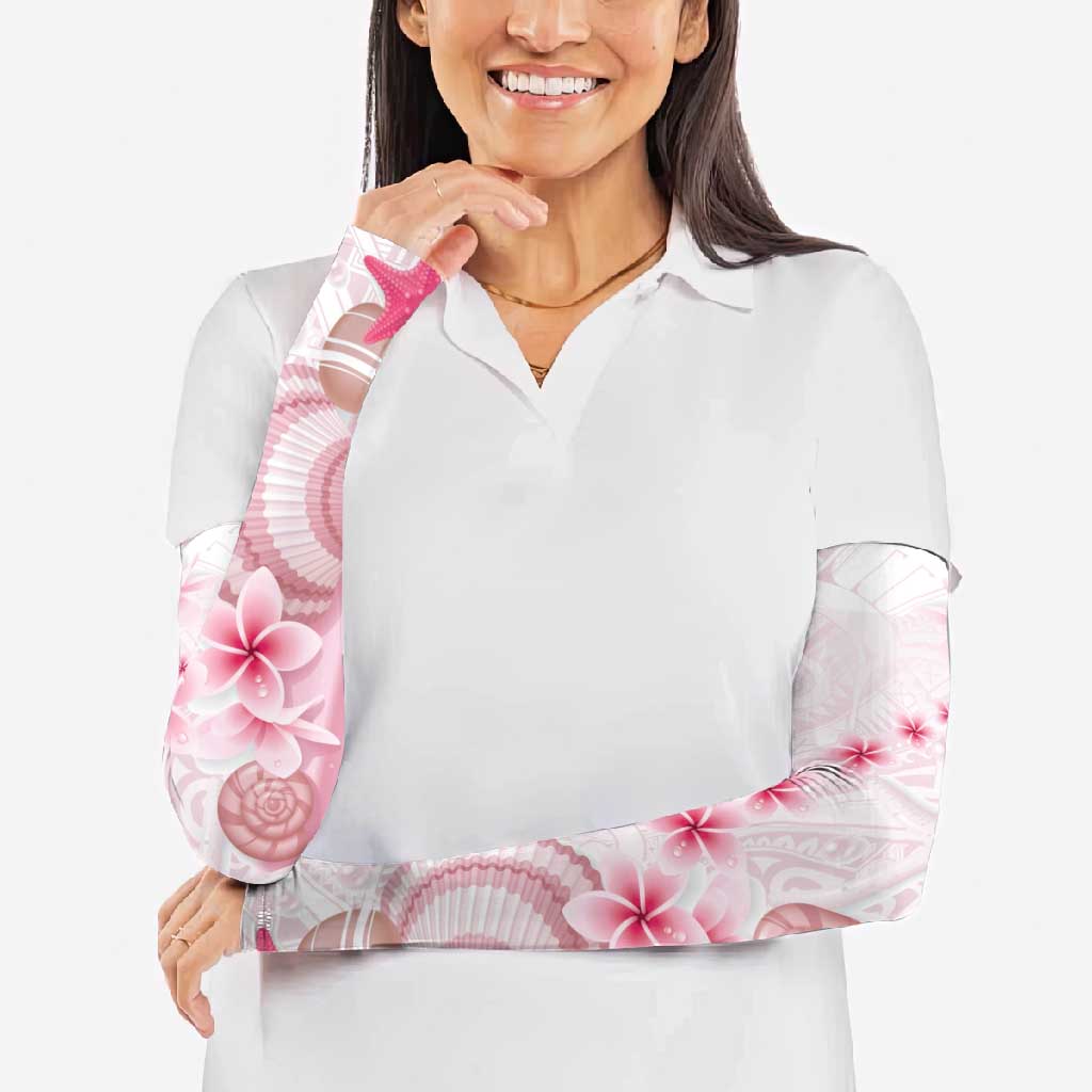 Pink Plumeria Sea Shell Arm Sleeves Starfish Polynesian Pattern - Polynesian Pride